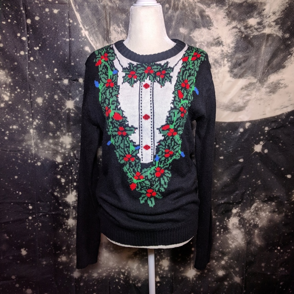 Ugly Christmas Tuxedo Sweater Formal Holly Jolly